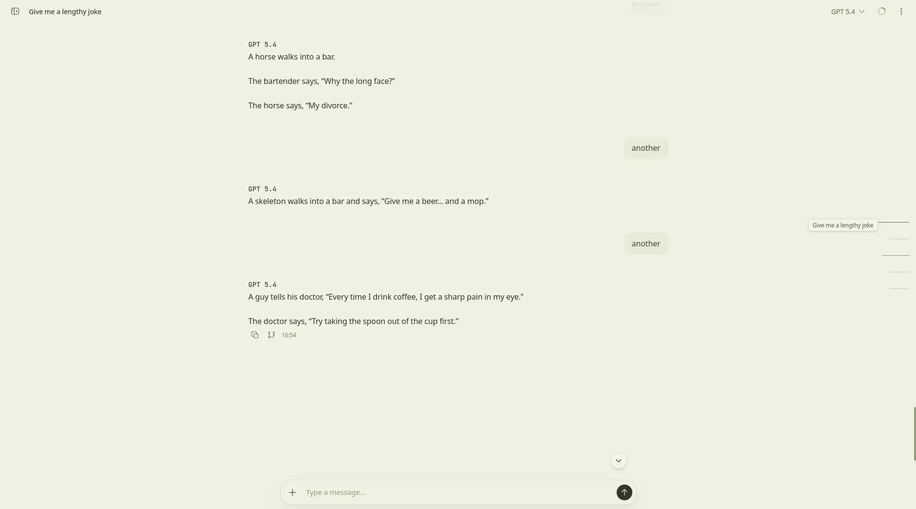 Kairos focused chat view with right-side conversation navigator