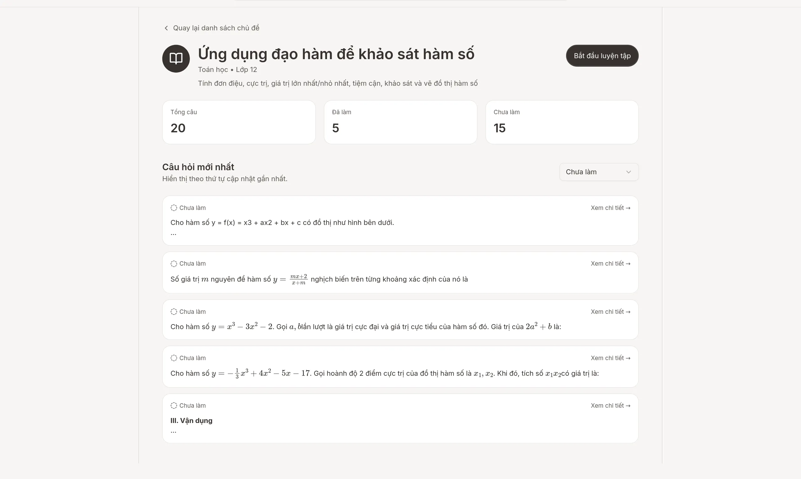 Standalone topic page